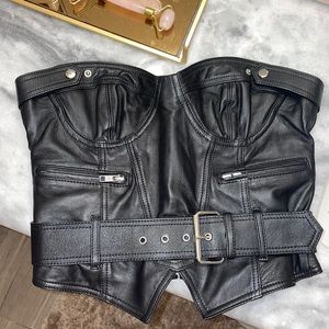 RARE Rat & Boa Black Leather Bustier Top